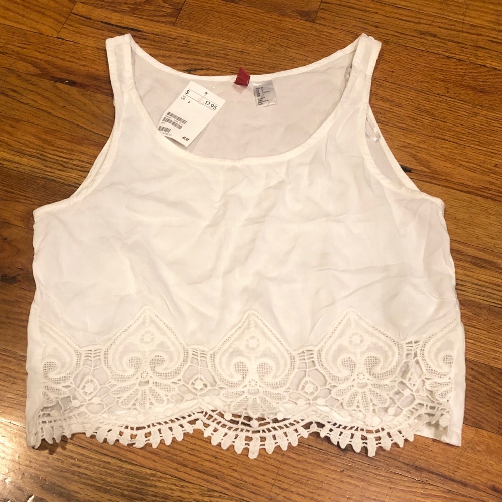 [H&M] Crop Top Tank w Lace Detail-see size comment